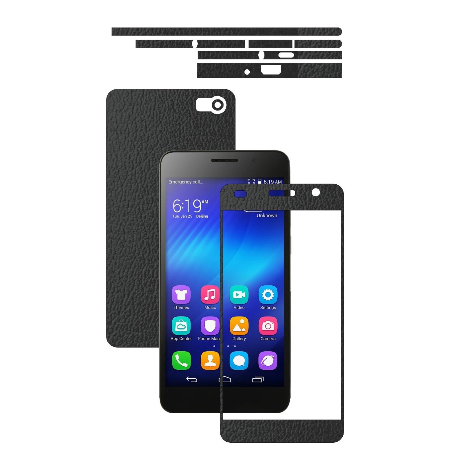 Folie de protectie Carbon Skinz, Husa de tip Skin Adeziv pentru Carcasa, Piele Neagra dedicata Huawei Honor 6 Glory 6