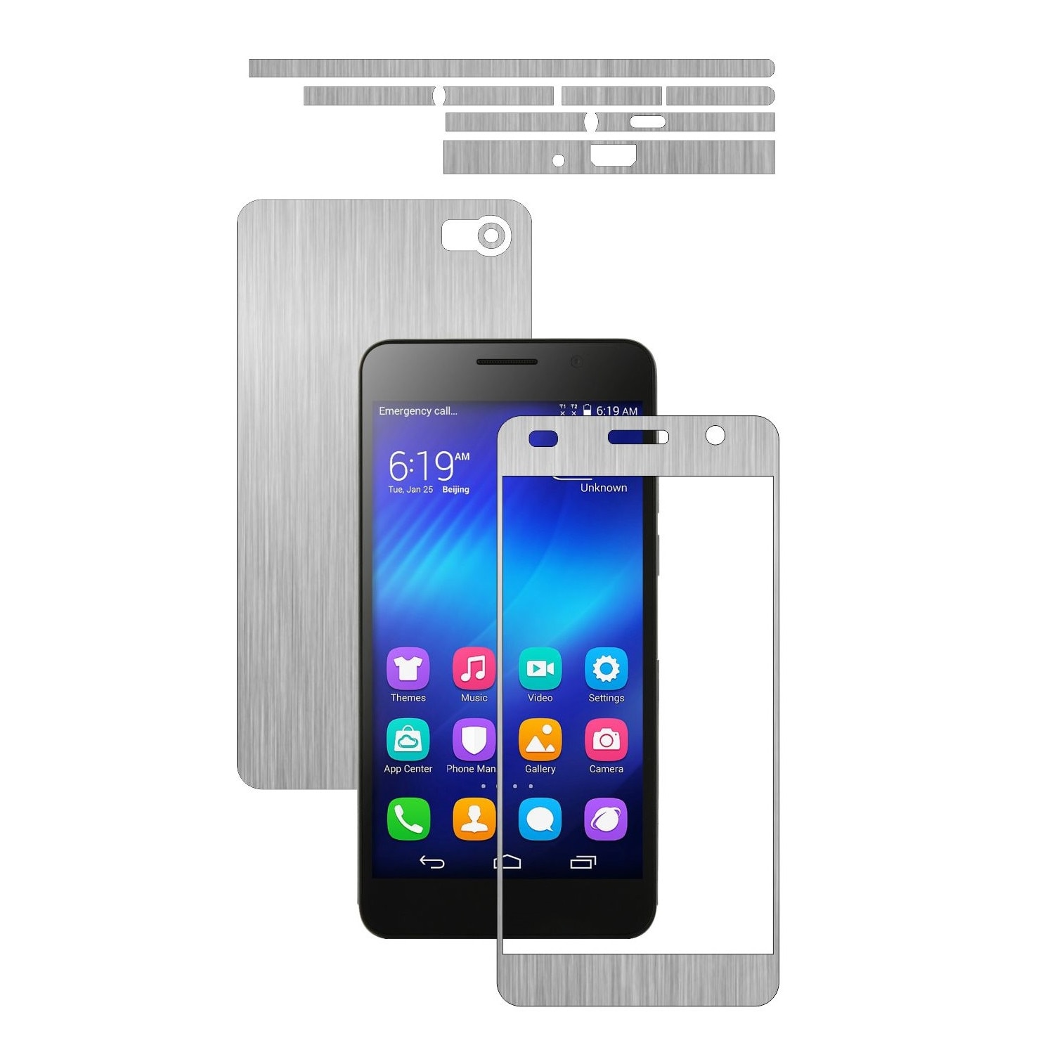 Folie de protectie Carbon Skinz, Husa de tip Skin Adeziv pentru Carcasa, Brushed Argintiu dedicata Huawei Honor 6 Glory 6