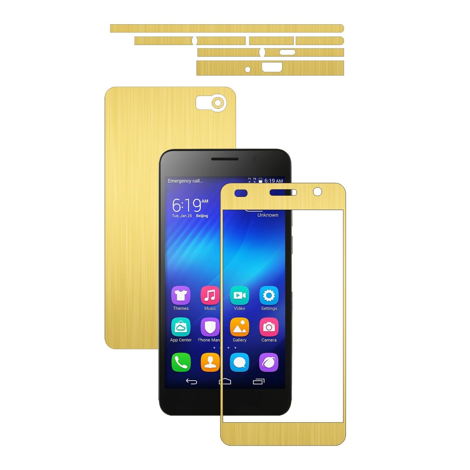 Folie de protectie Carbon Skinz, Husa de tip Skin Adeziv pentru Carcasa, Brushed Auriu dedicata Huawei Honor 6 Glory 6