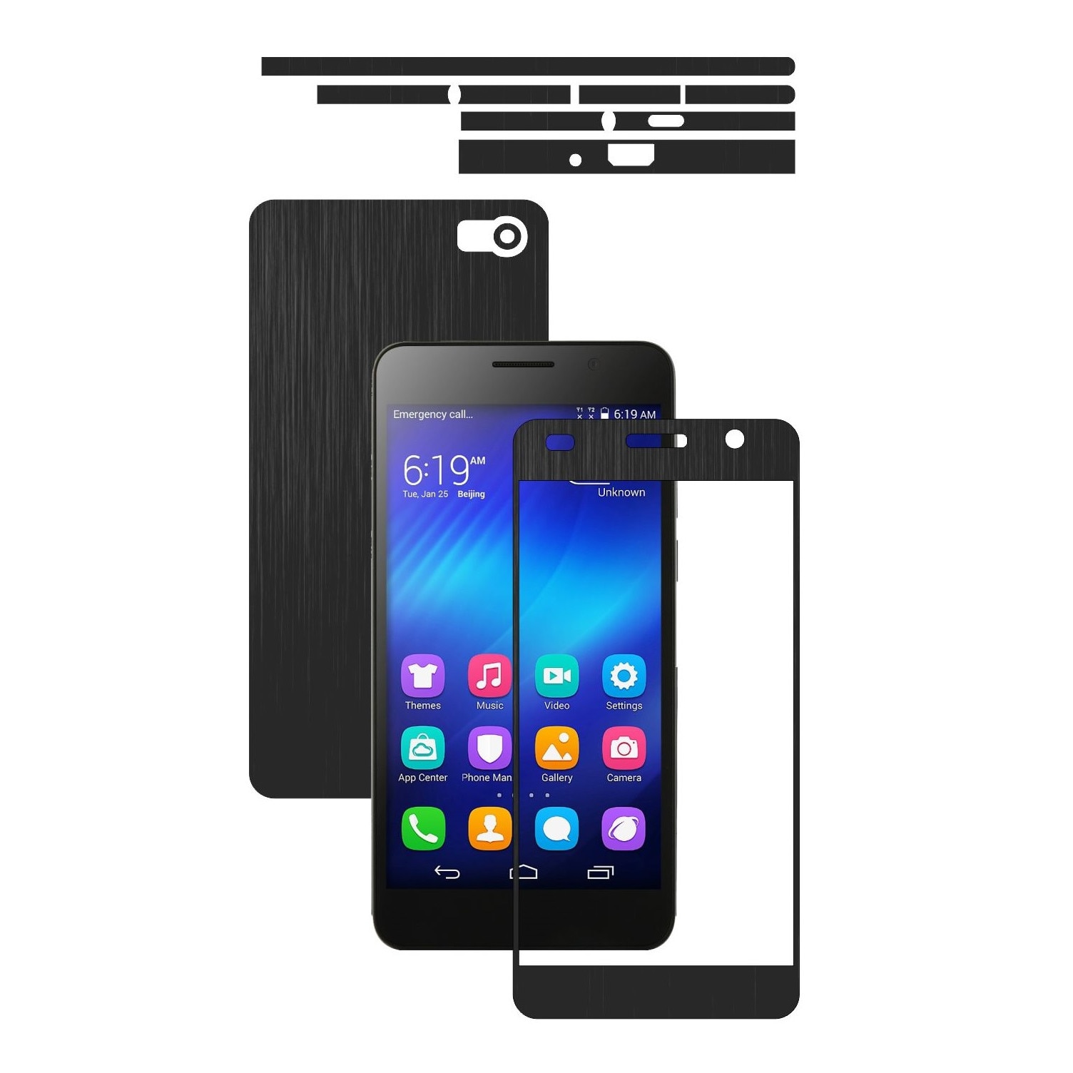 Folie de protectie Carbon Skinz, Husa de tip Skin Adeziv pentru Carcasa, Brushed Negru dedicata Huawei Honor 6 Glory 6