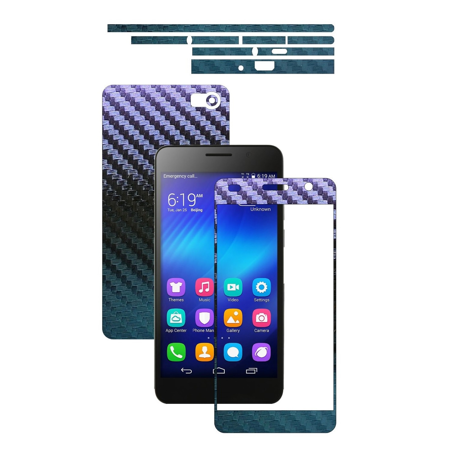 Folie de protectie Carbon Skinz, Husa de tip Skin Adeziv pentru Carcasa, Carbon Cameleon dedicata Huawei Honor 6 Glory 6