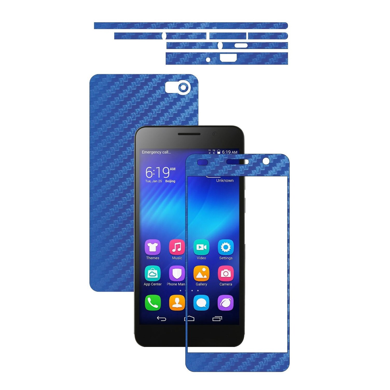 Folie de protectie Carbon Skinz, Husa de tip Skin Adeziv pentru Carcasa, Carbon Albastru dedicata Huawei Honor 6 Glory 6