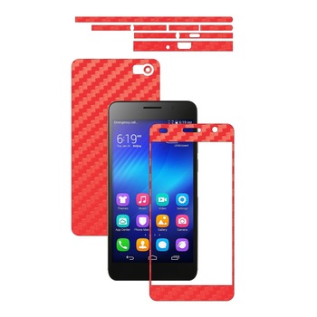 Folie de protectie Carbon Skinz, Husa de tip Skin Adeziv pentru Carcasa, Carbon Rosu dedicata Huawei Honor 6 Glory 6 Folie de protectie Carbon Skinz, Husa de tip Skin Adeziv pentru Carcasa, Carbon Rosu dedicata Huawei Honor 6 Glory 6