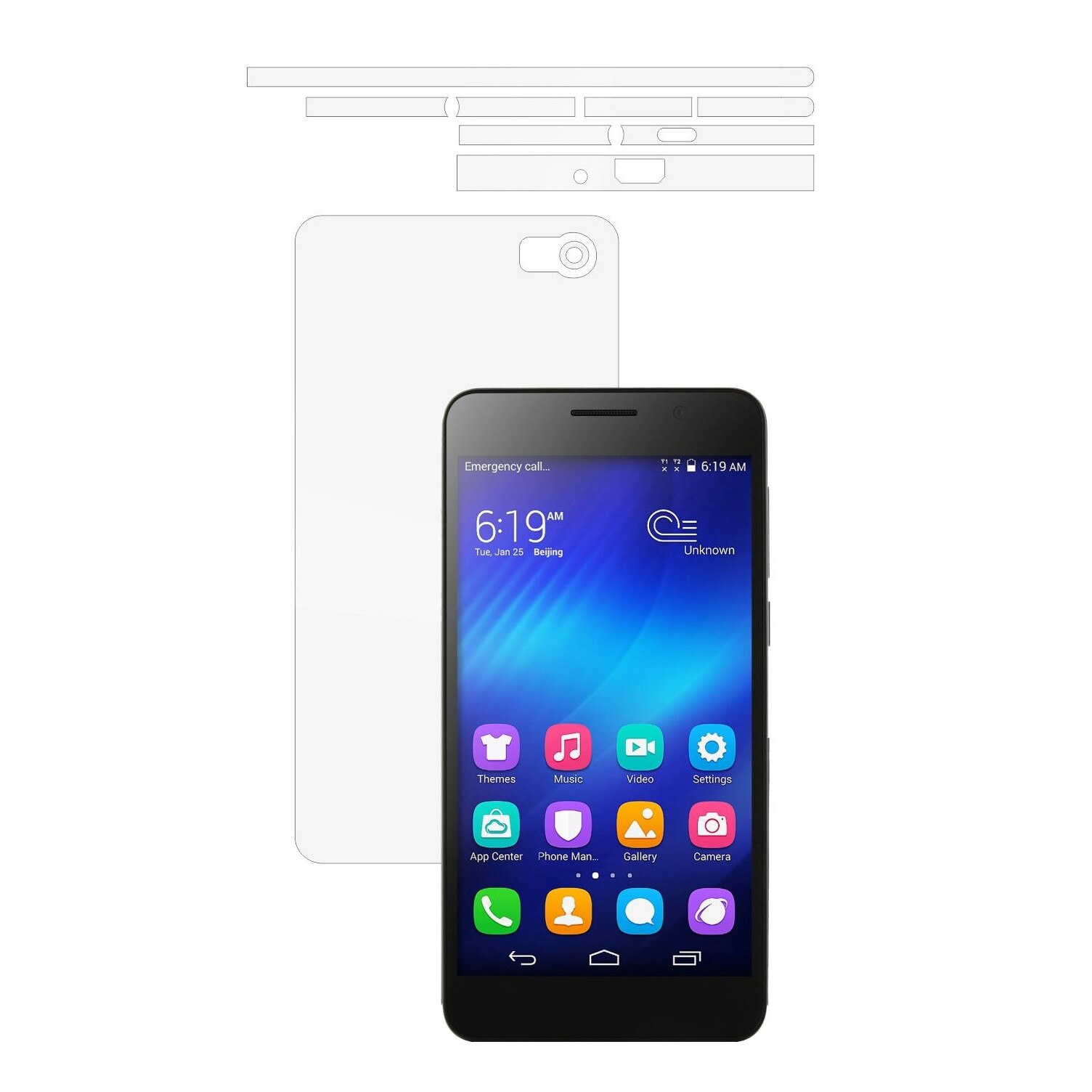 Folie Protectie Invisible Skinz Ultra-Clear AutoRegeneranta, Husa Transparenta de tip Skin Adeziv pentru Carcasa si Laterale, dedicata Huawei Honor 6 Glory 6