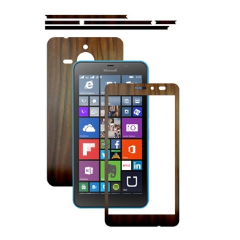Folie de protectie Carbon Skinz, Husa de tip Skin Adeziv pentru Carcasa, Lemn Nuc Inchis dedicata Microsoft Lumia 640 XL