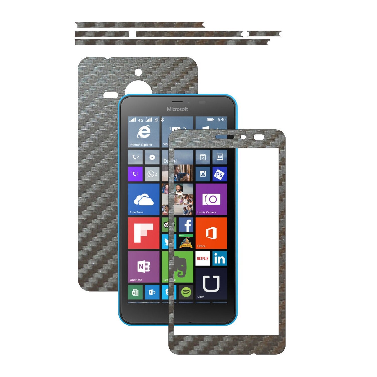 Folie de protectie Carbon Skinz, Husa de tip Skin Adeziv pentru Carcasa, Carbon Gri Argintiu dedicata Microsoft Lumia 640 XL
