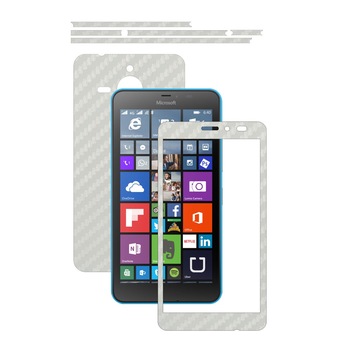 Folie de protectie Carbon Skinz, Husa de tip Skin Adeziv pentru Carcasa, Carbon Alb dedicata Microsoft Lumia 640 XL