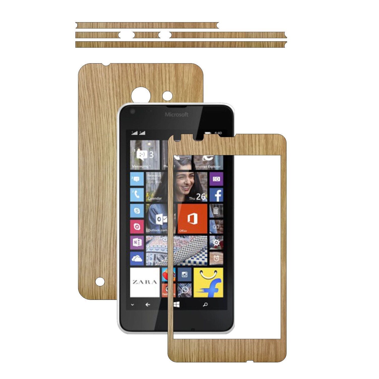 Folie de protectie Carbon Skinz, Husa de tip Skin Adeziv pentru Carcasa, Lemn Stejar dedicata Microsoft Lumia 640