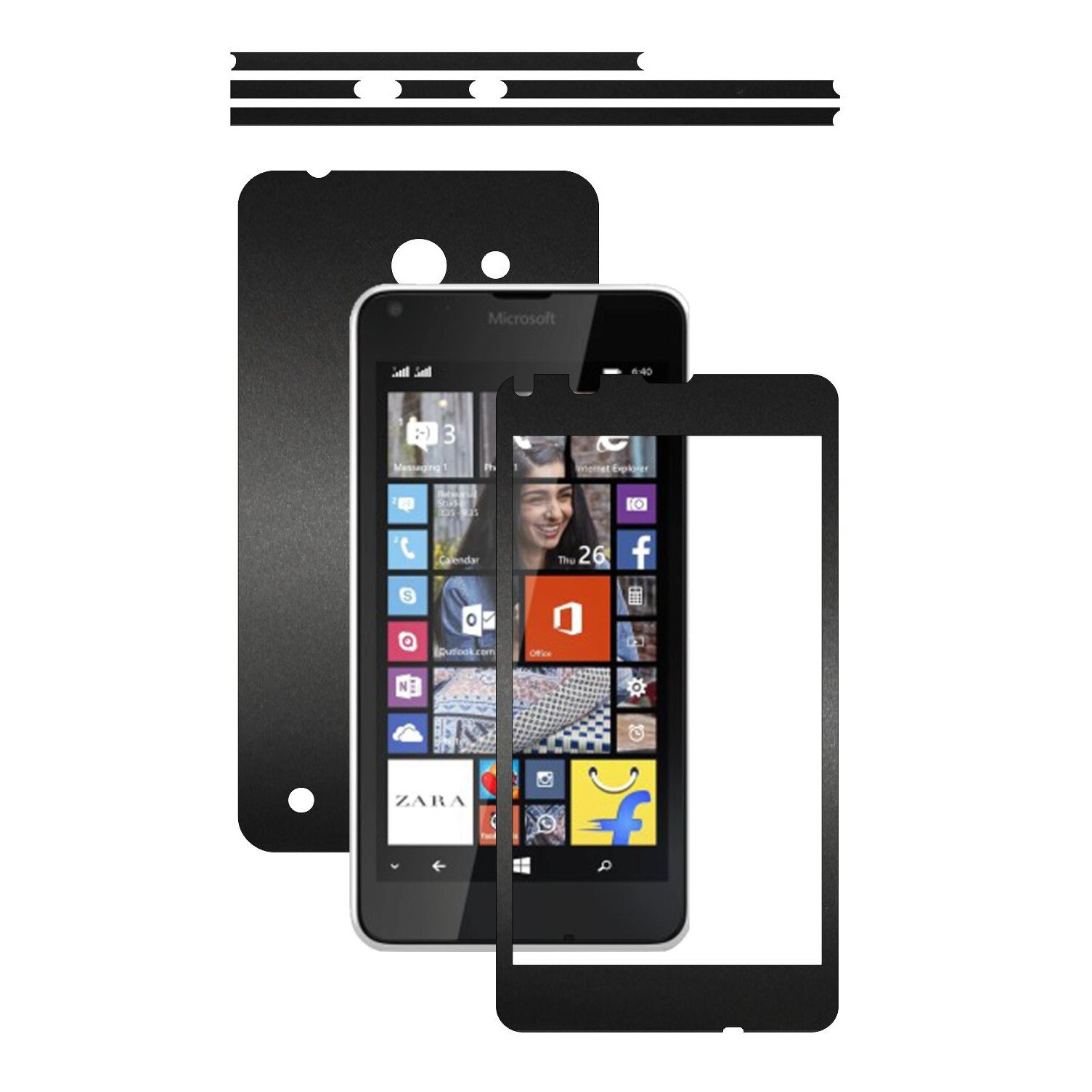 Folie de protectie Carbon Skinz, Husa de tip Skin Adeziv pentru Carcasa, Negru Mat dedicata Microsoft Lumia 640