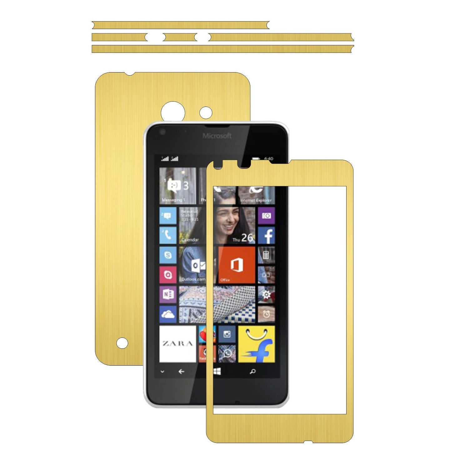 Folie de protectie Carbon Skinz, Husa de tip Skin Adeziv pentru Carcasa, Brushed Auriu dedicata Microsoft Lumia 640