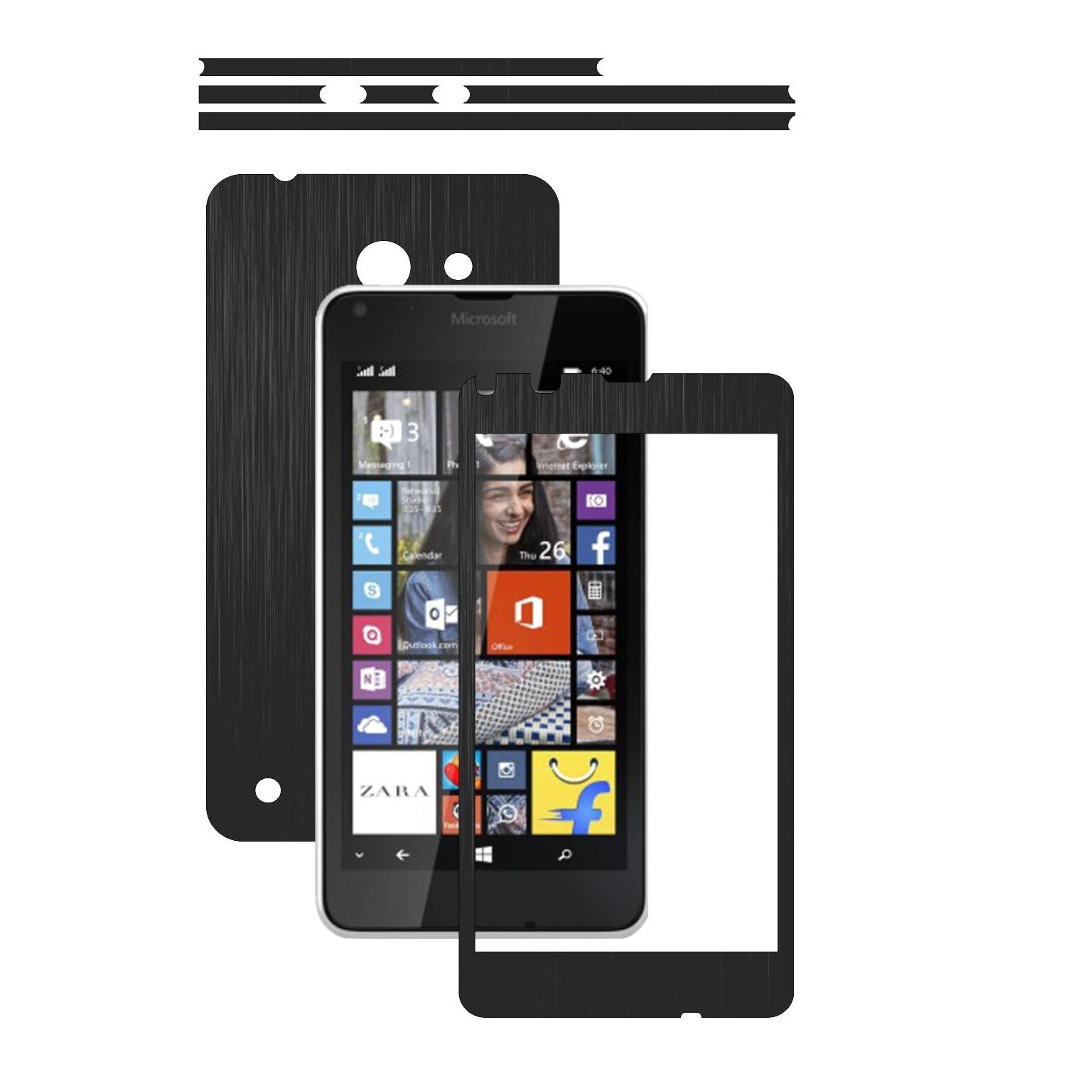 Folie de protectie Carbon Skinz, Husa de tip Skin Adeziv pentru Carcasa, Brushed Negru dedicata Microsoft Lumia 640
