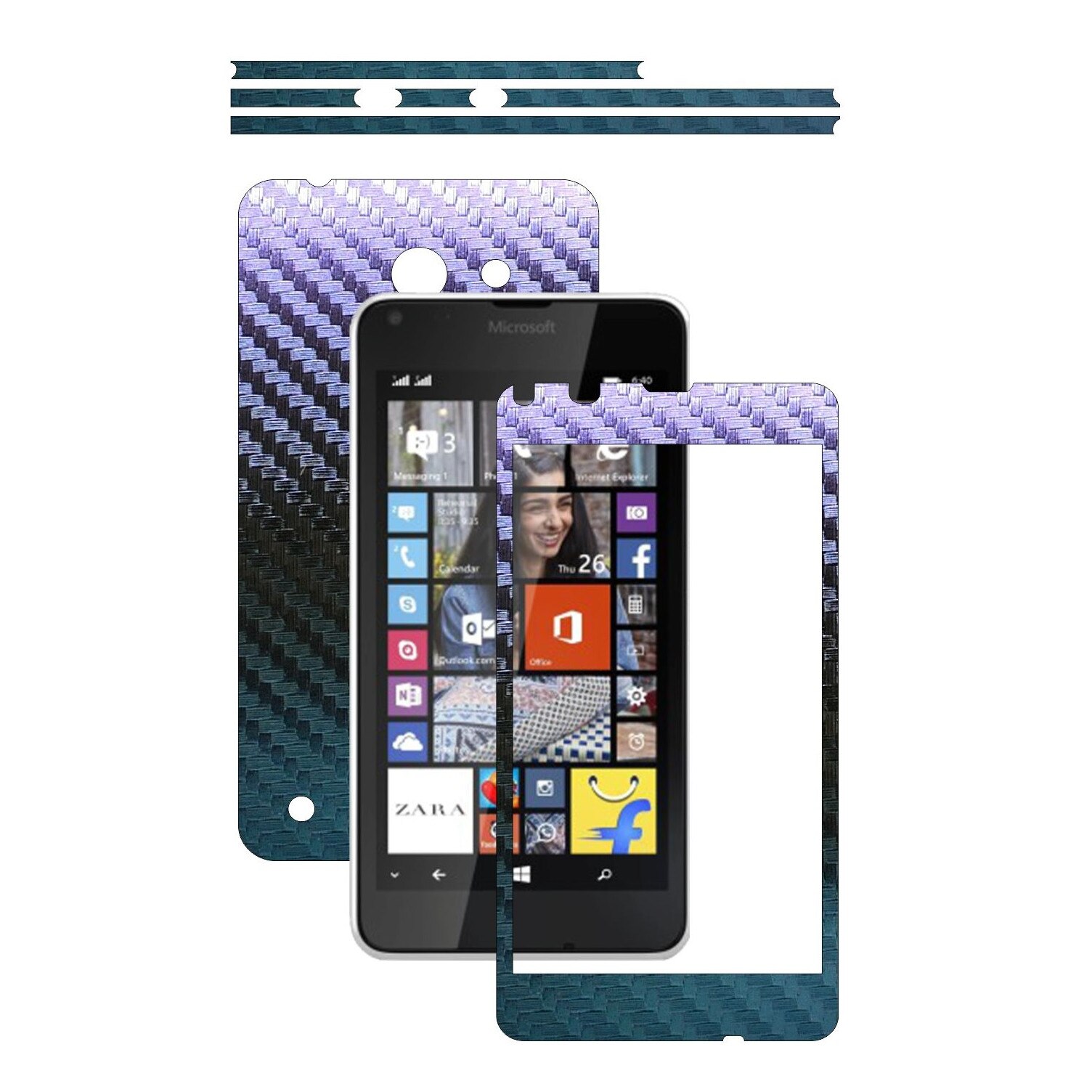 Folie de protectie Carbon Skinz, Husa de tip Skin Adeziv pentru Carcasa, Carbon Cameleon dedicata Microsoft Lumia 640