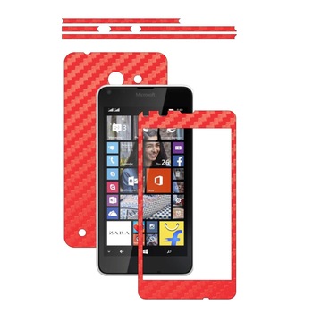 Folie de protectie Carbon Skinz, Husa de tip Skin Adeziv pentru Carcasa, Carbon Rosu dedicata Microsoft Lumia 640