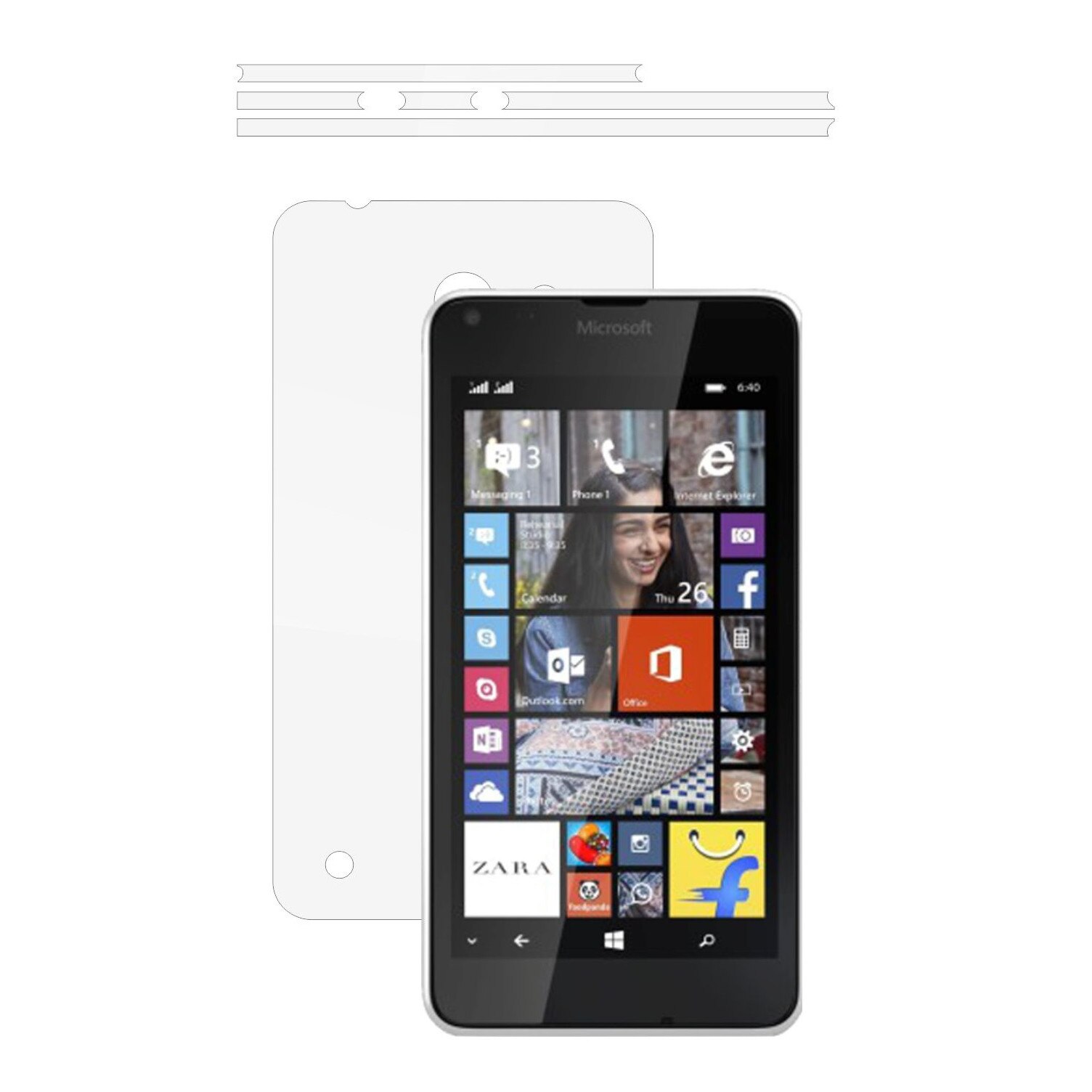 Folie Protectie Invisible Skinz Ultra-Clear HD, Husa Transparenta de tip Skin Adeziv pentru Carcasa si Laterale, dedicata Microsoft Lumia 640