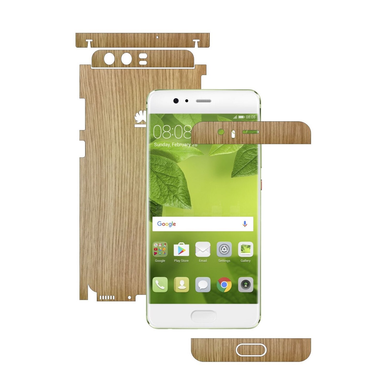 Folie de protectie Carbon Skinz, Husa de tip Skin Adeziv pentru Carcasa, Lemn Stejar dedicata Huawei P10