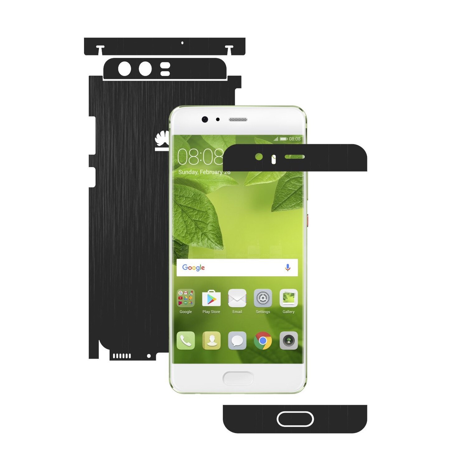 Folie de protectie Carbon Skinz, Husa de tip Skin Adeziv pentru Carcasa, Brushed Negru dedicata Huawei P10