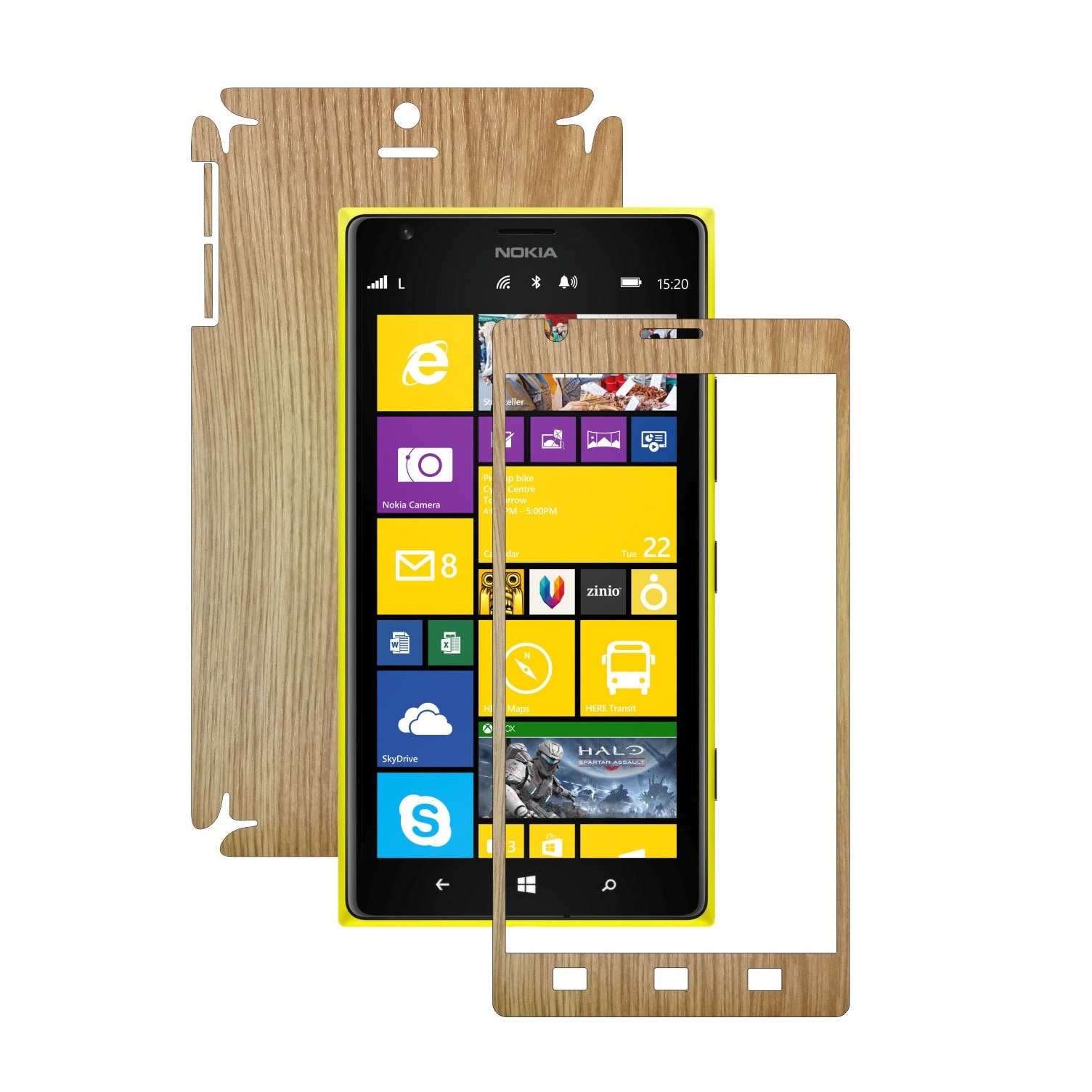 Folie de protectie Carbon Skinz, Husa de tip Skin Adeziv pentru Carcasa, Lemn Stejar dedicata Nokia Lumia 1520