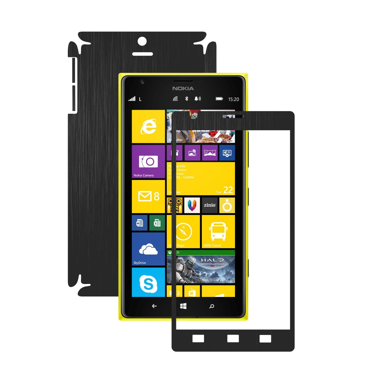 Folie de protectie Carbon Skinz, Husa de tip Skin Adeziv pentru Carcasa, Brushed Negru dedicata Nokia Lumia 1520