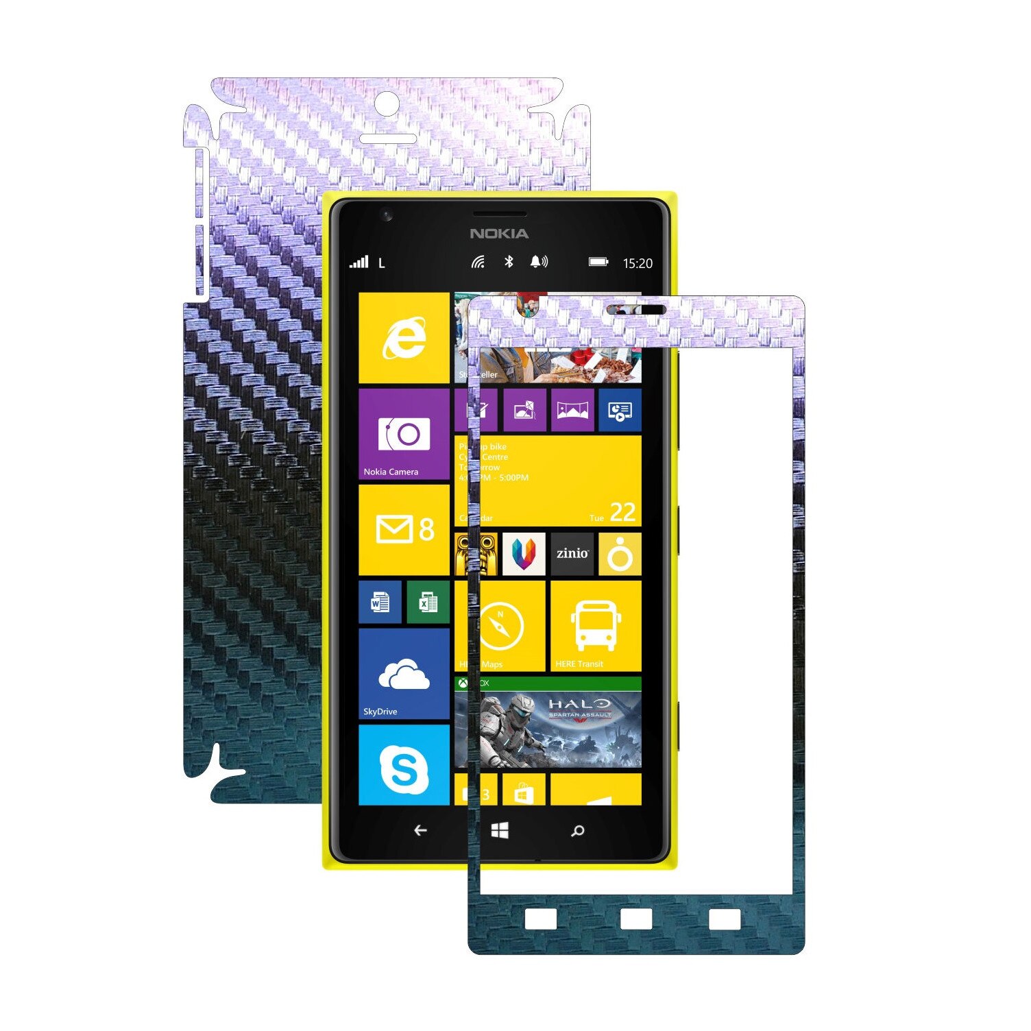 Folie de protectie Carbon Skinz, Husa de tip Skin Adeziv pentru Carcasa, Carbon Cameleon dedicata Nokia Lumia 1520