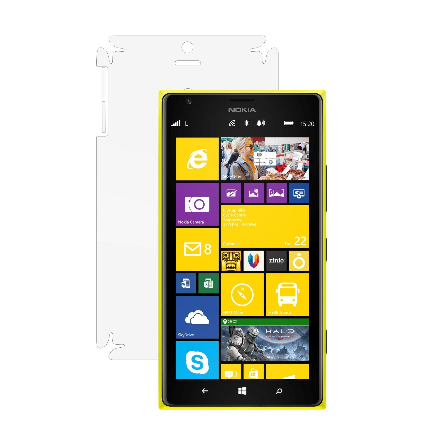 Folie Protectie Invisible Skinz Ultra-Clear AutoRegeneranta, Husa Transparenta de tip Skin Adeziv pentru Carcasa si Laterale, dedicata Nokia Lumia 1520