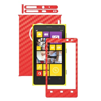 Folie de protectie Carbon Skinz, Husa de tip Skin Adeziv pentru Carcasa, Carbon Rosu dedicata Nokia Lumia 1020 Folie de protectie Carbon Skinz, Husa de tip Skin Adeziv pentru Carcasa, Carbon Rosu dedicata Nokia Lumia 1020