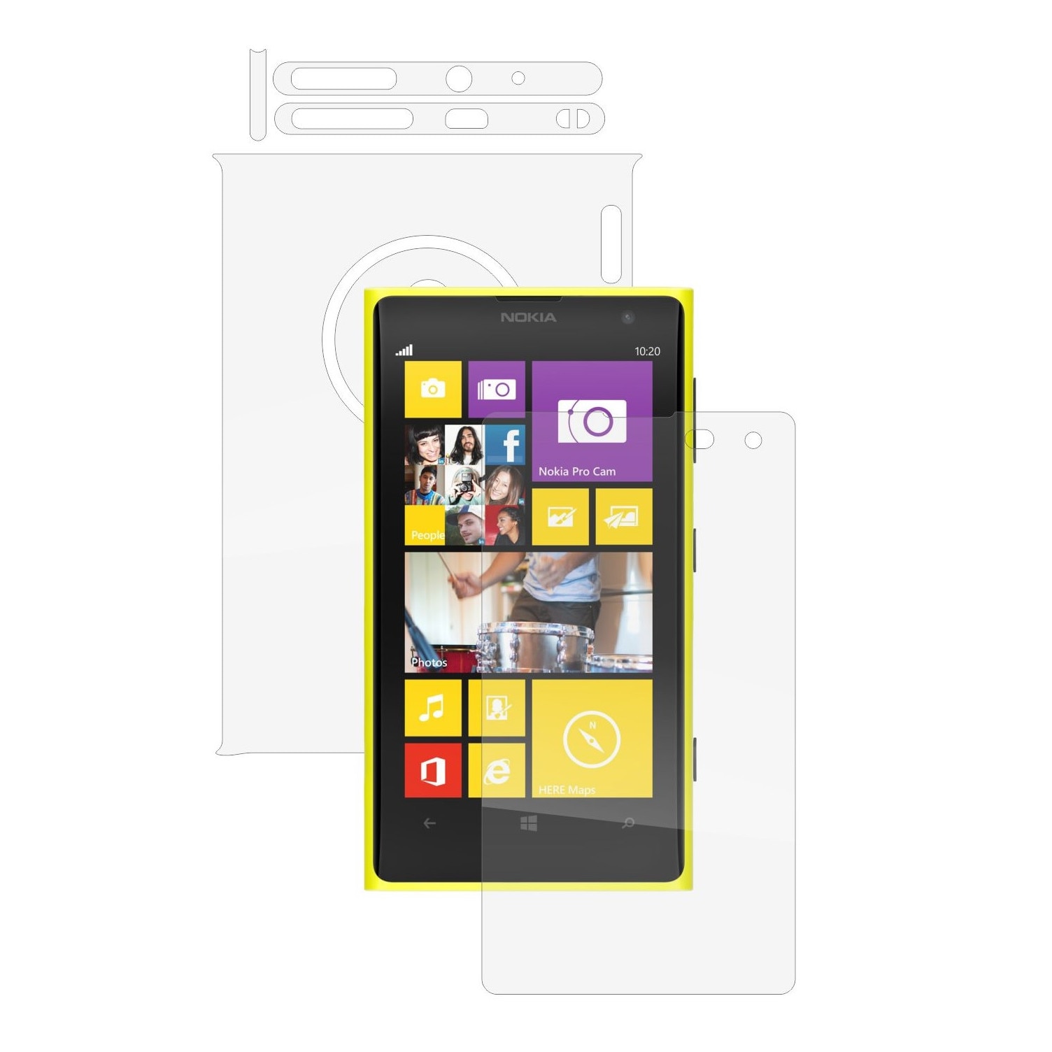 Folie Protectie Full Body Invisible Skinz Ultra-Clear HD, Husa Transparenta de tip Skin Adeziv pentru Carcasa si Ecran, dedicata Nokia Lumia 1020