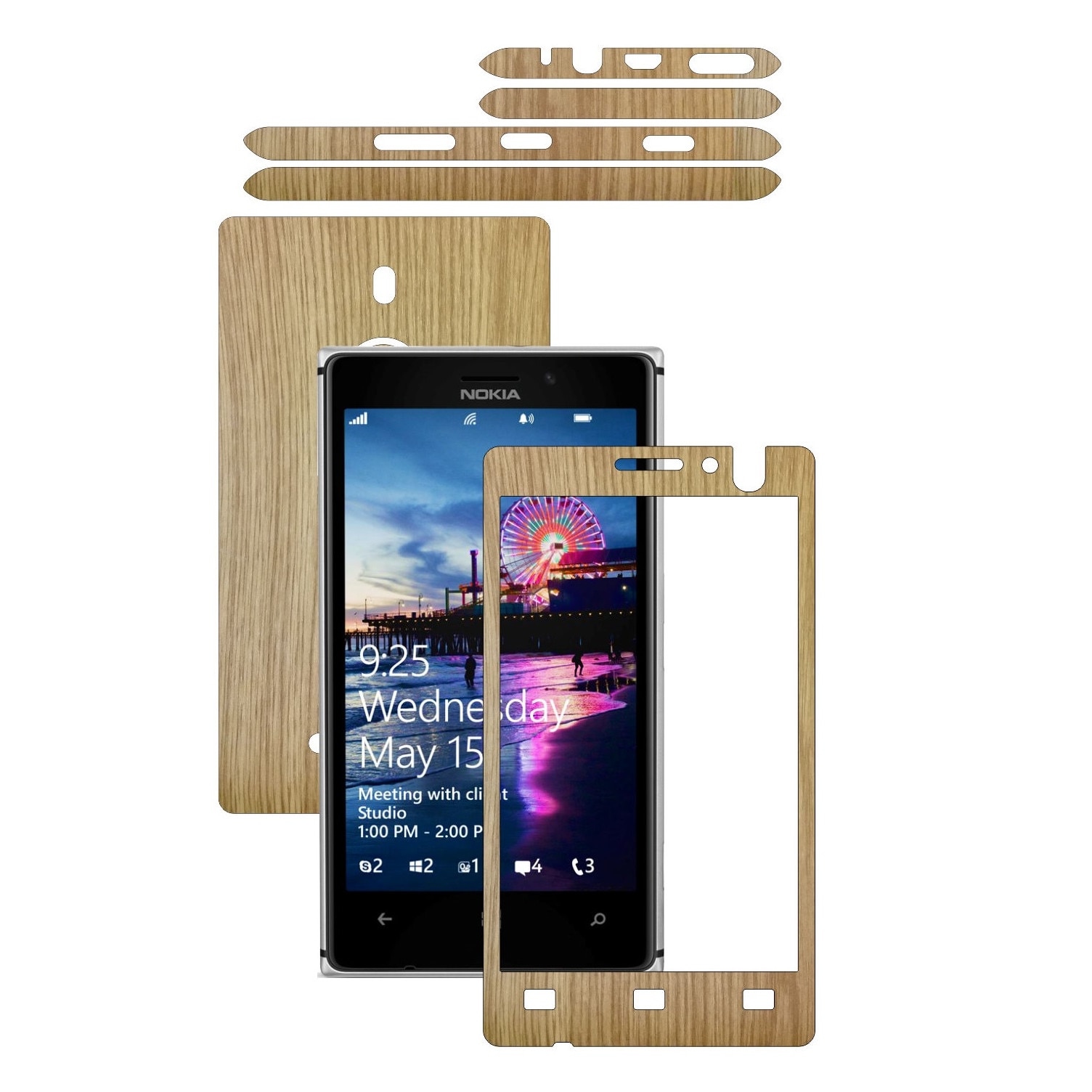 Folie de protectie Carbon Skinz, Husa de tip Skin Adeziv pentru Carcasa, Lemn Stejar dedicata Nokia Lumia 925
