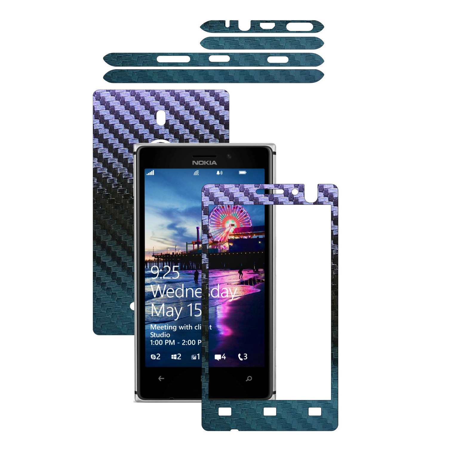 Folie de protectie Carbon Skinz, Husa de tip Skin Adeziv pentru Carcasa, Carbon Cameleon dedicata Nokia Lumia 925