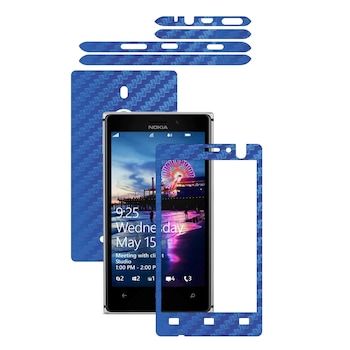 Folie de protectie Carbon Skinz, Husa de tip Skin Adeziv pentru Carcasa, Carbon Albastru dedicata Nokia Lumia 925