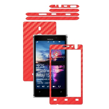 Folie de protectie Carbon Skinz, Husa de tip Skin Adeziv pentru Carcasa, Carbon Rosu dedicata Nokia Lumia 925 Folie de protectie Carbon Skinz, Husa de tip Skin Adeziv pentru Carcasa, Carbon Rosu dedicata Nokia Lumia 925