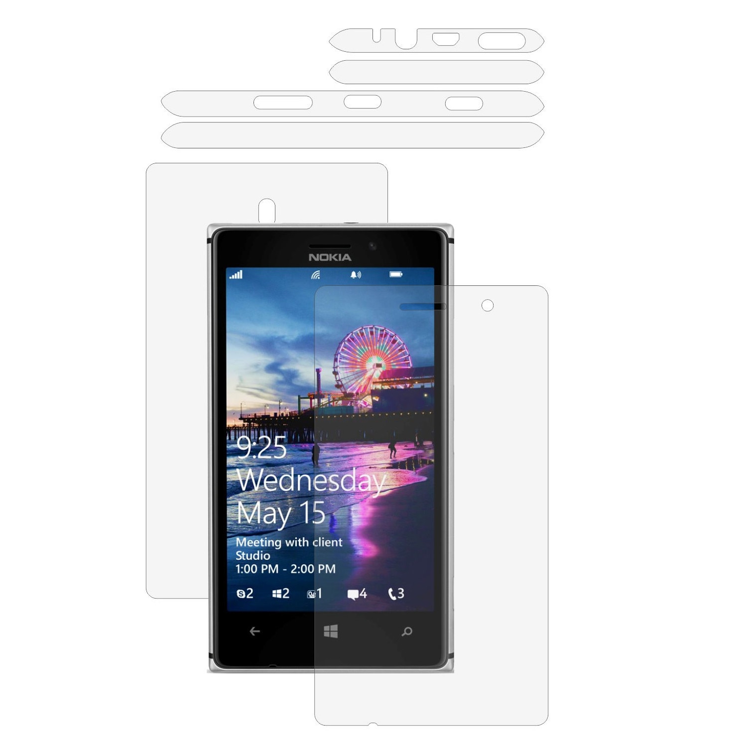 Folie Protectie Full Body Invisible Skinz Ultra-Clear HD, Husa Transparenta de tip Skin Adeziv pentru Carcasa si Ecran, dedicata Nokia Lumia 925