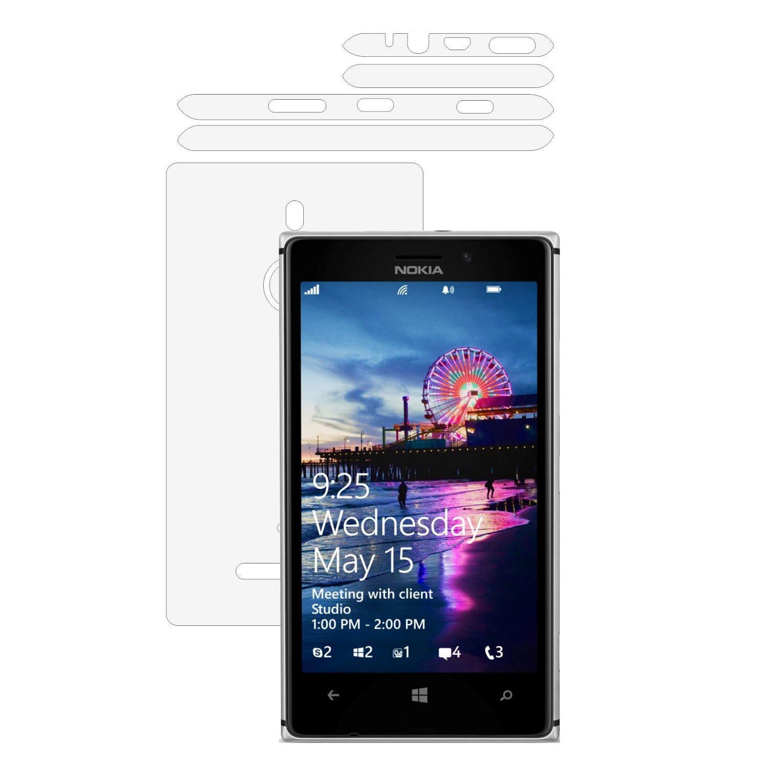 Folie Protectie Invisible Skinz Ultra-Clear HD, Husa Transparenta de tip Skin Adeziv pentru Carcasa si Laterale, dedicata Nokia Lumia 925