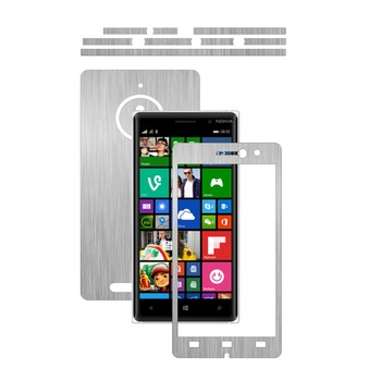 Folie de protectie Carbon Skinz, Husa de tip Skin Adeziv pentru Carcasa, Brushed Argintiu dedicata Nokia Lumia 830