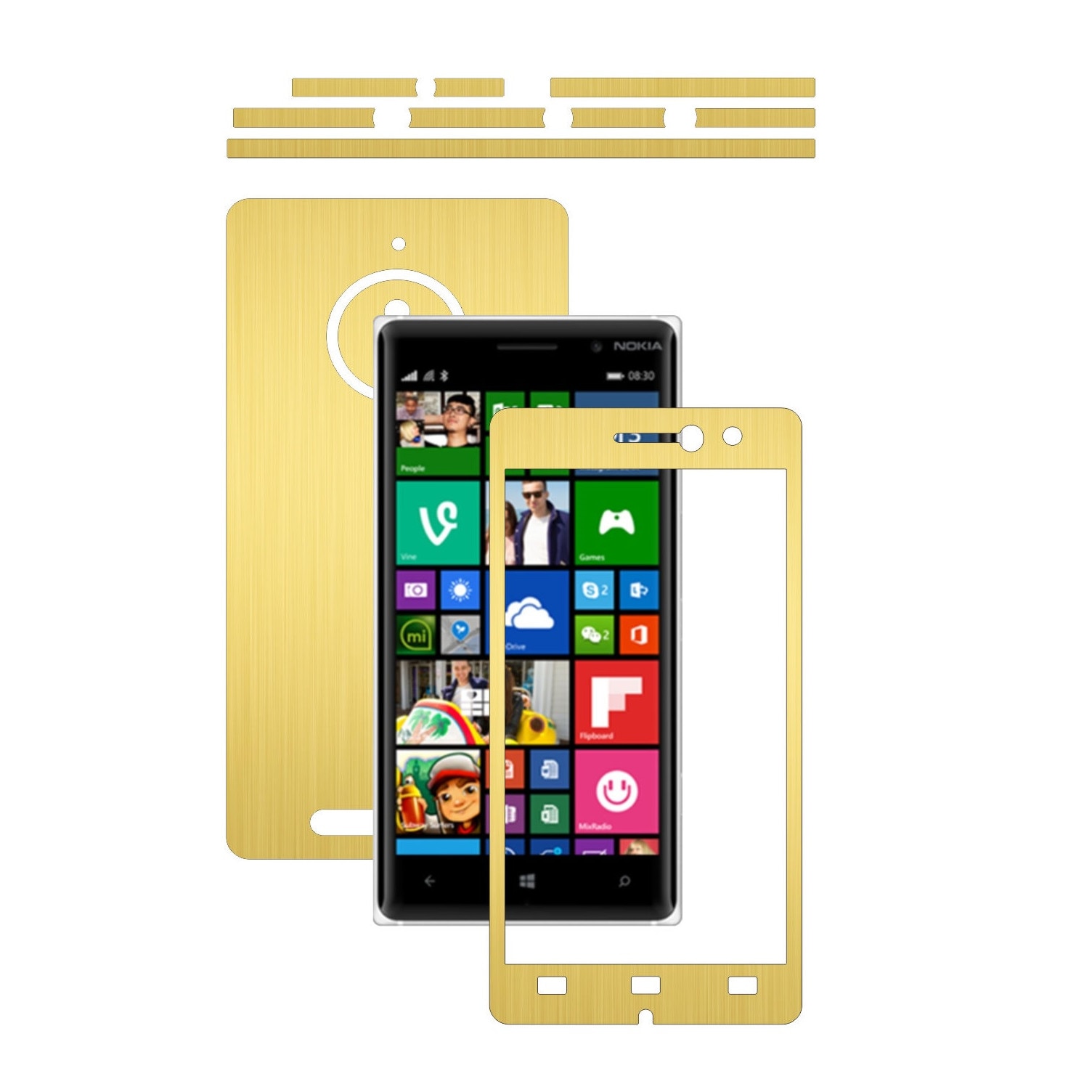 Folie de protectie Carbon Skinz, Husa de tip Skin Adeziv pentru Carcasa, Brushed Auriu dedicata Nokia Lumia 830