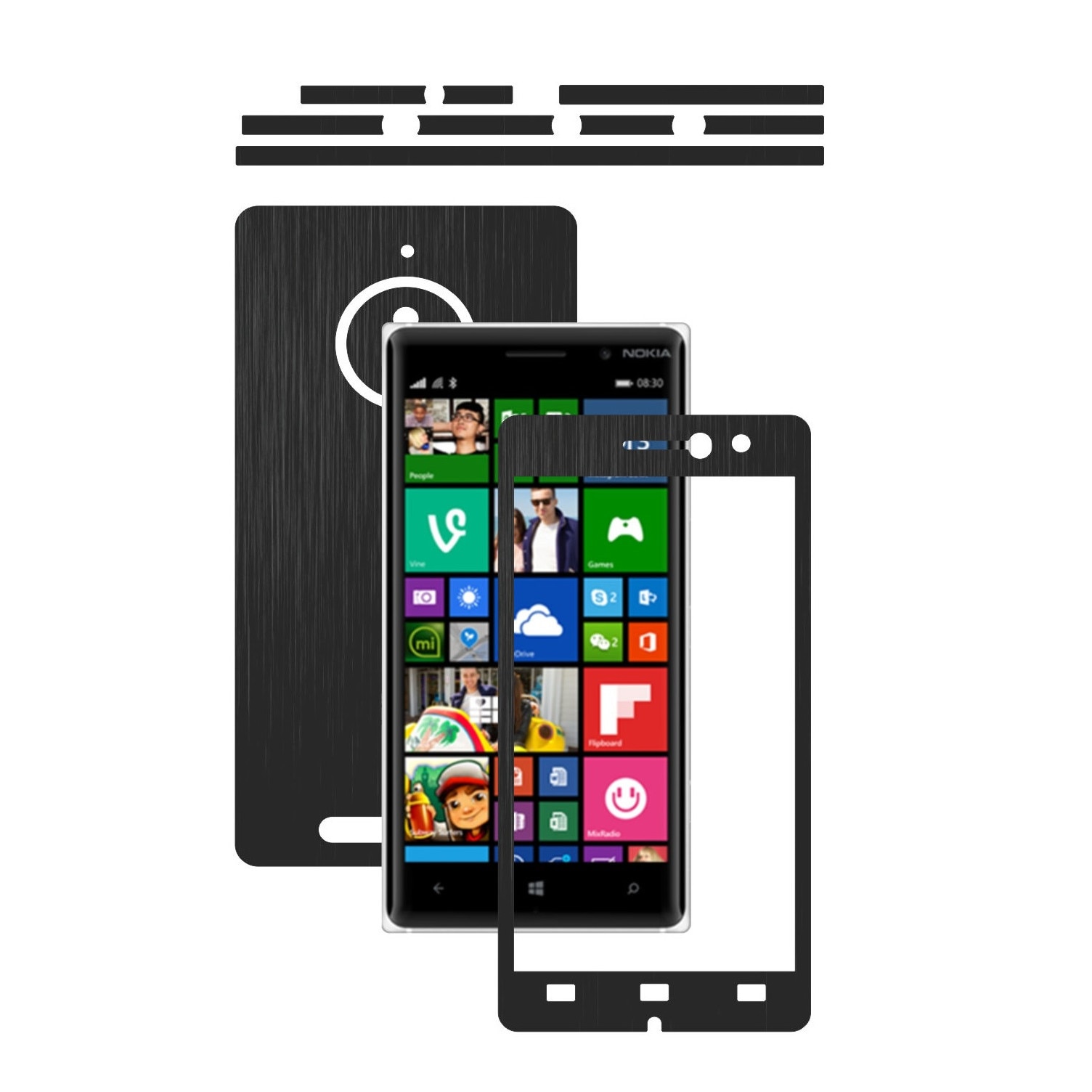 Folie de protectie Carbon Skinz, Husa de tip Skin Adeziv pentru Carcasa, Brushed Negru dedicata Nokia Lumia 830
