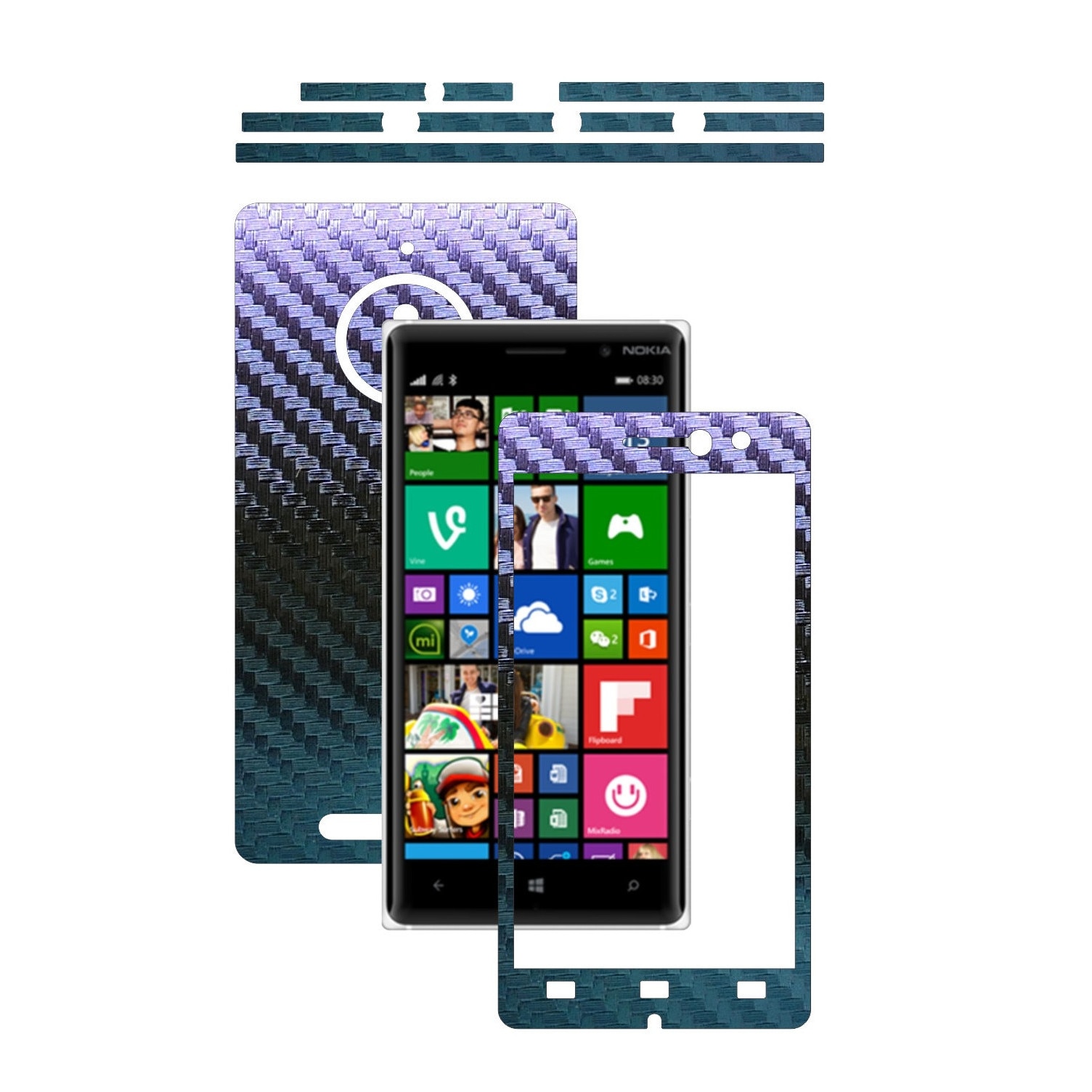 Folie de protectie Carbon Skinz, Husa de tip Skin Adeziv pentru Carcasa, Carbon Cameleon dedicata Nokia Lumia 830