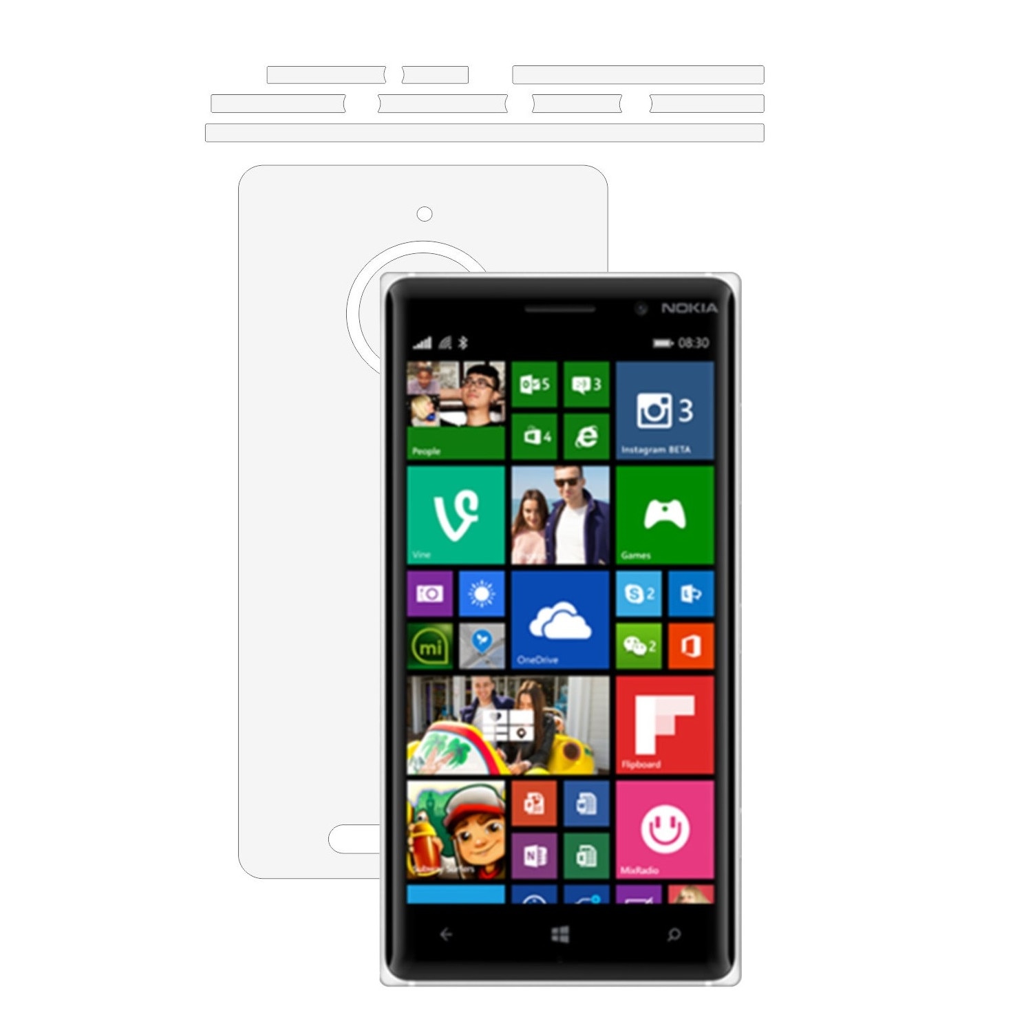Folie Protectie Invisible Skinz Ultra-Clear HD, Husa Transparenta de tip Skin Adeziv pentru Carcasa si Laterale, dedicata Nokia Lumia 830