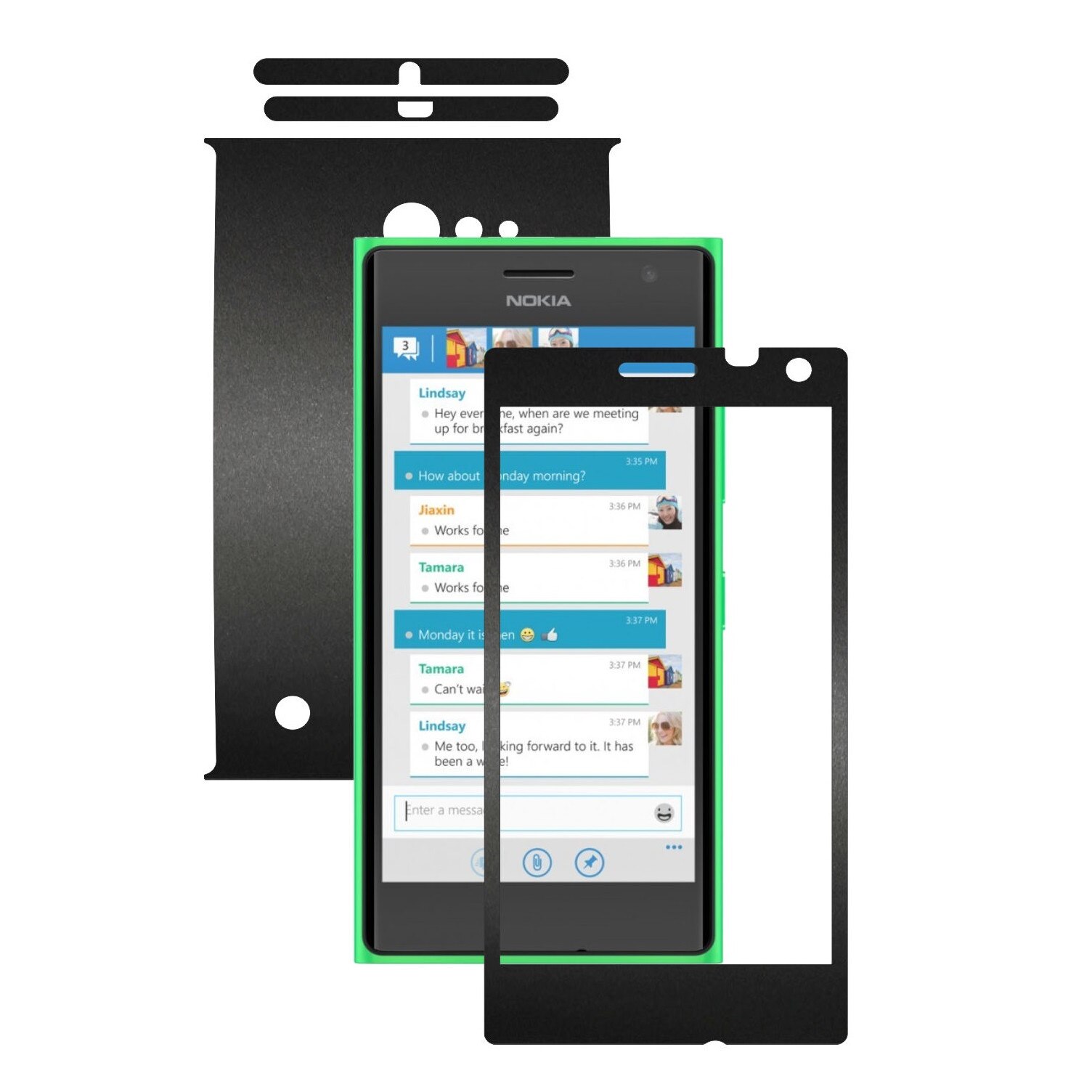 Folie de protectie Carbon Skinz, Husa de tip Skin Adeziv pentru Carcasa, Negru Mat dedicata Nokia Lumia 730, 735