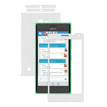 Folie de protectie Carbon Skinz, Husa de tip Skin Adeziv pentru Carcasa, Piele Alba dedicata Nokia Lumia 730, 735 Folie de protectie Carbon Skinz, Husa de tip Skin Adeziv pentru Carcasa, Piele Alba dedicata Nokia Lumia 730, 735