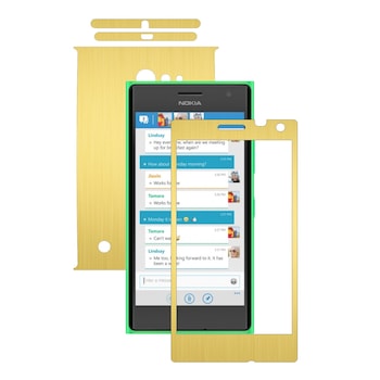 Folie de protectie Carbon Skinz, Husa de tip Skin Adeziv pentru Carcasa, Brushed Auriu dedicata Nokia Lumia 730, 735 Folie de protectie Carbon Skinz, Husa de tip Skin Adeziv pentru Carcasa, Brushed Auriu dedicata Nokia Lumia 730, 735