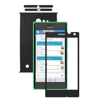 Folie de protectie Carbon Skinz, Husa de tip Skin Adeziv pentru Carcasa, Brushed Negru dedicata Nokia Lumia 730, 735 Folie de protectie Carbon Skinz, Husa de tip Skin Adeziv pentru Carcasa, Brushed Negru dedicata Nokia Lumia 730, 735