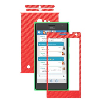 Folie de protectie Carbon Skinz, Husa de tip Skin Adeziv pentru Carcasa, Carbon Rosu dedicata Nokia Lumia 730, 735 Folie de protectie Carbon Skinz, Husa de tip Skin Adeziv pentru Carcasa, Carbon Rosu dedicata Nokia Lumia 730, 735