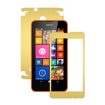 Folie de protectie Carbon Skinz, Husa de tip Skin Adeziv pentru Carcasa, Brushed Auriu dedicata Nokia Lumia 630