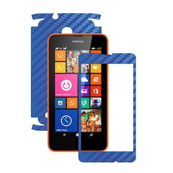Folie de protectie Carbon Skinz, Husa de tip Skin Adeziv pentru Carcasa, Carbon Albastru dedicata Nokia Lumia 630