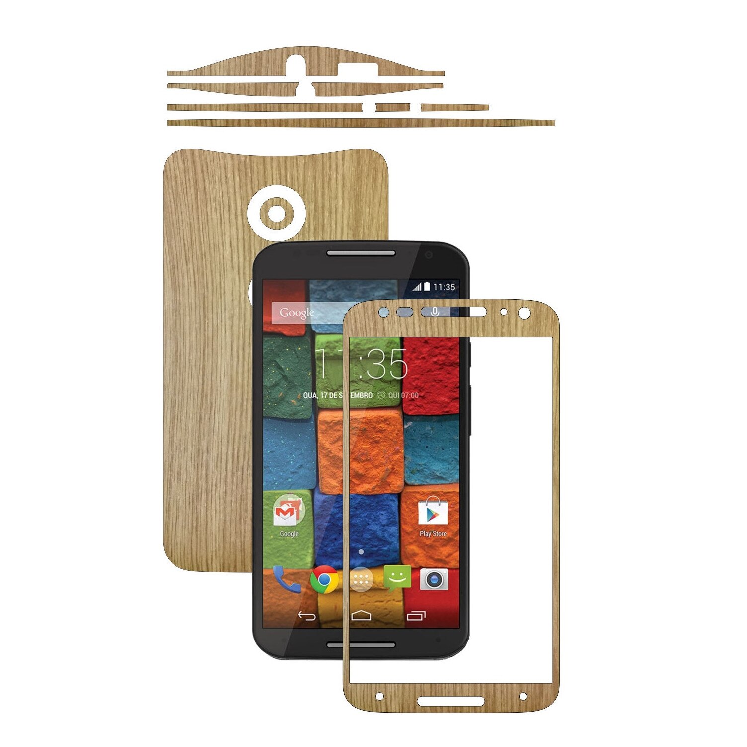 Folie de protectie Carbon Skinz, Husa de tip Skin Adeziv pentru Carcasa, Lemn Stejar dedicata Motorola Moto X2 2014