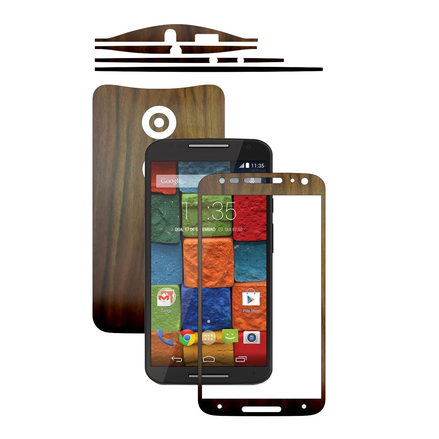 Folie de protectie Carbon Skinz, Husa de tip Skin Adeziv pentru Carcasa, Lemn Nuc Inchis dedicata Motorola Moto X2 2014