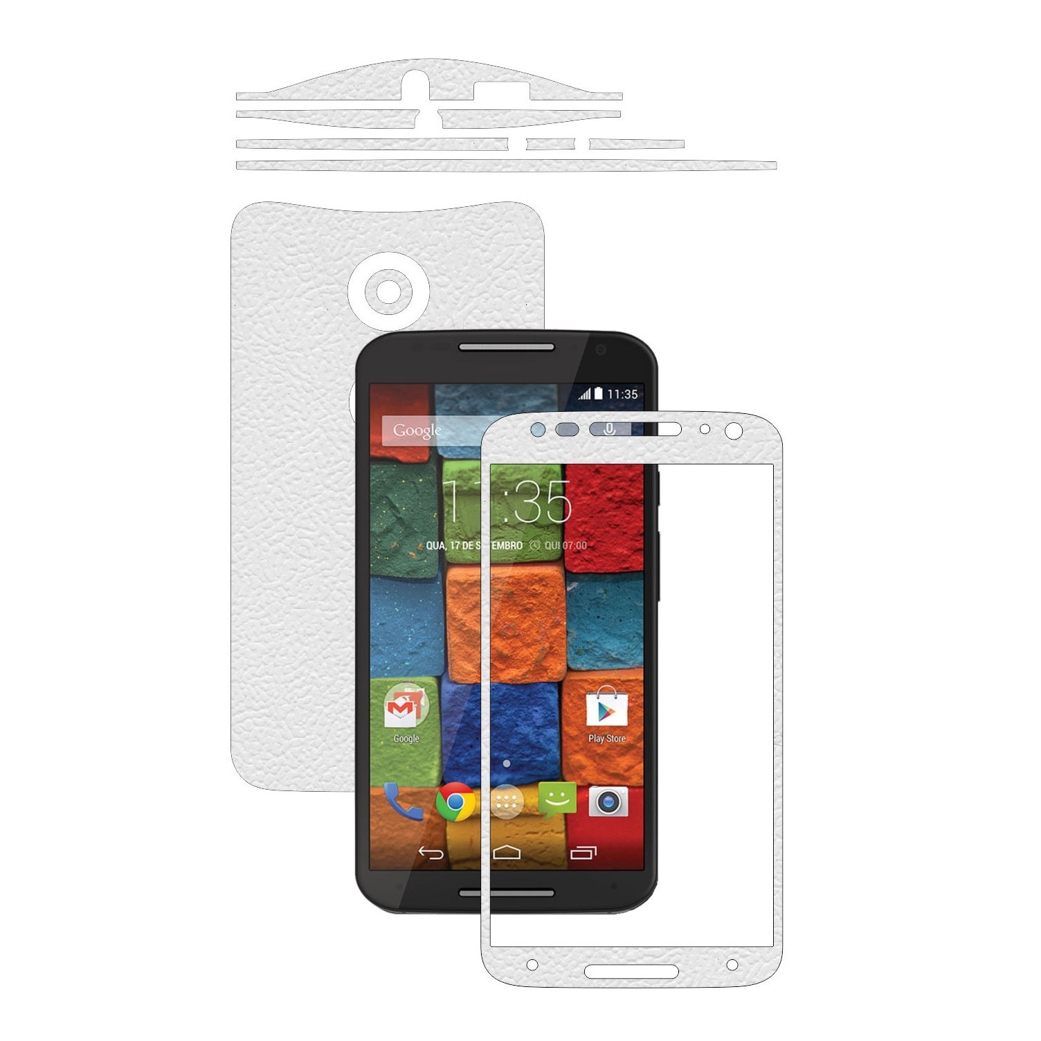 Folie de protectie Carbon Skinz, Husa de tip Skin Adeziv pentru Carcasa, Piele Alba dedicata Motorola Moto X2 2014