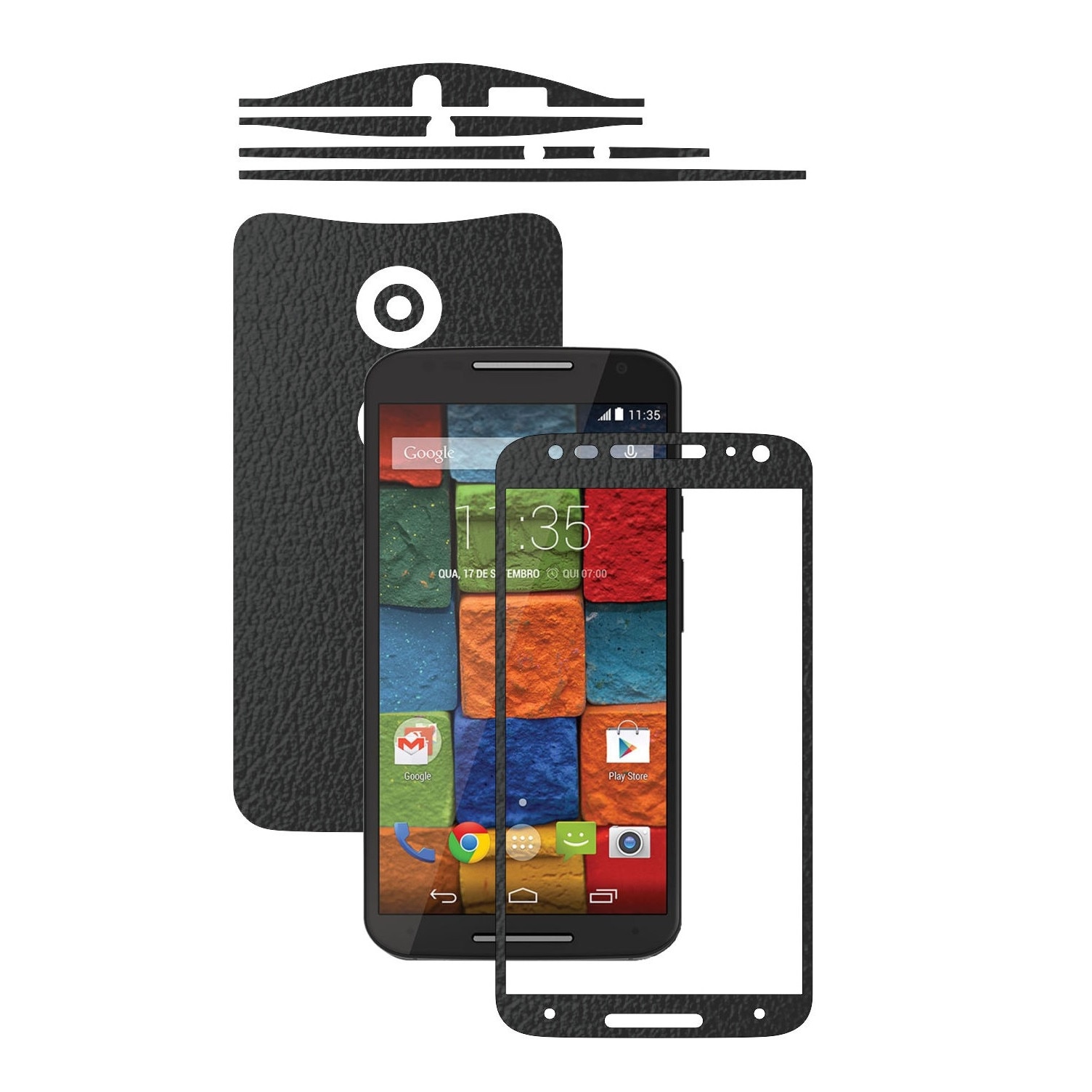 Folie de protectie Carbon Skinz, Husa de tip Skin Adeziv pentru Carcasa, Piele Neagra dedicata Motorola Moto X2 2014