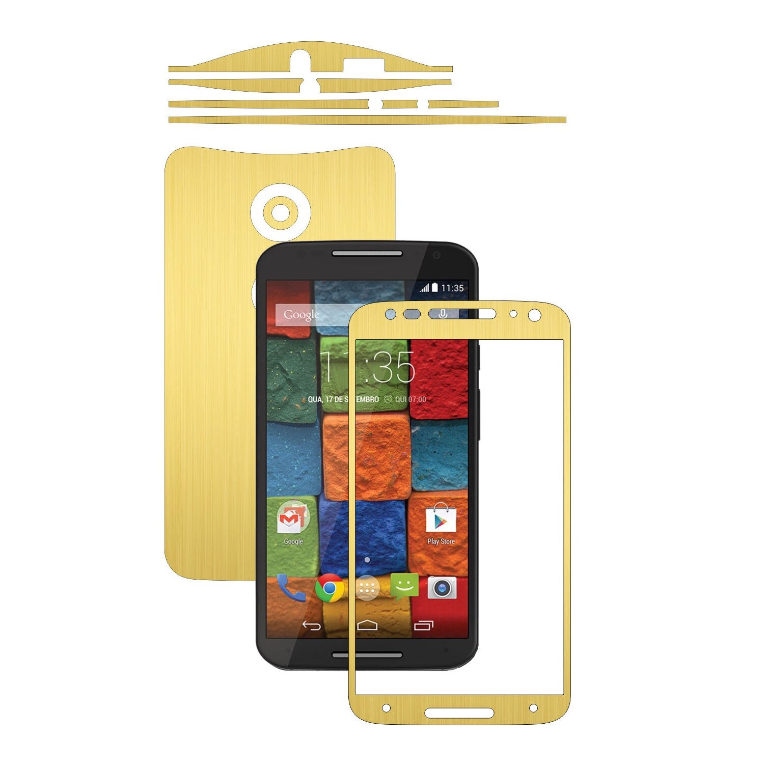 Folie de protectie Carbon Skinz, Husa de tip Skin Adeziv pentru Carcasa, Brushed Auriu dedicata Motorola Moto X2 2014