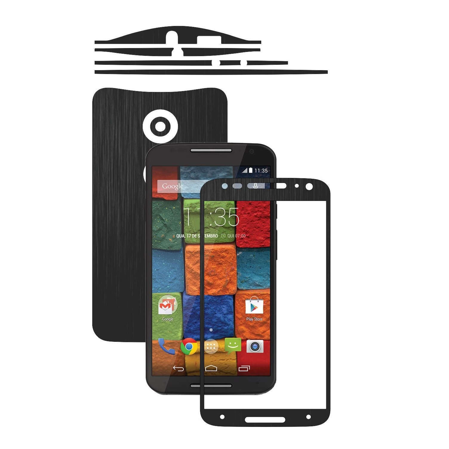 Folie de protectie Carbon Skinz, Husa de tip Skin Adeziv pentru Carcasa, Brushed Negru dedicata Motorola Moto X2 2014